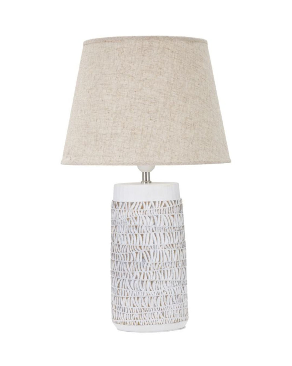 Lámpara de mesa de resina blanca con pantalla beige Ø 35x60,5 cm