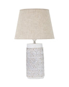 Lámpara de mesa de resina blanca con pantalla beige Ø 35x60,5 cm