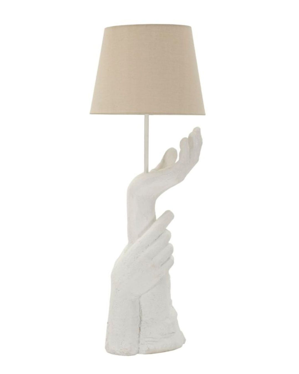 Lámpara de mesa de resina blanca con pantalla color crema, ø 35x93 cm