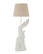 Lámpara de mesa de resina blanca con pantalla color crema, ø 35x93 cm