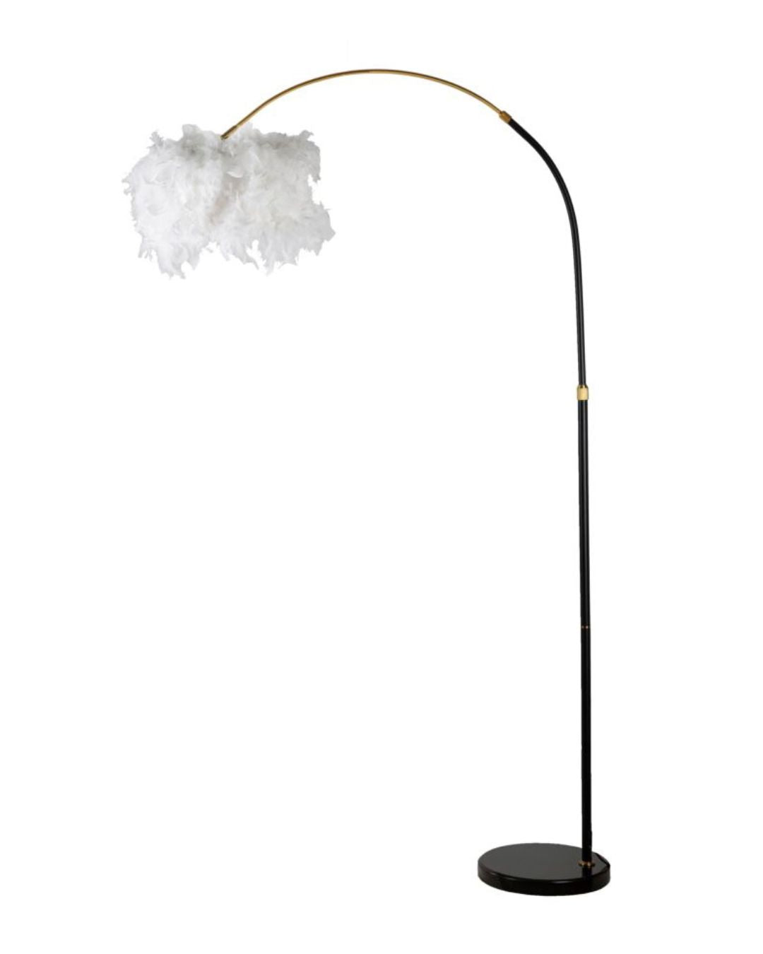 Lámpara de pie con plumas blancas 100x150-180 cm