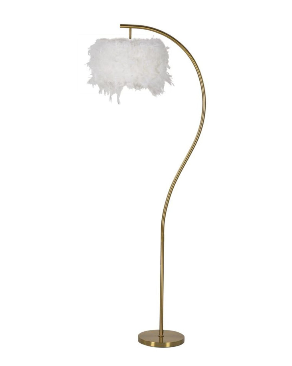 Lámpara de pie con plumas blancas, 60x33x170 cm