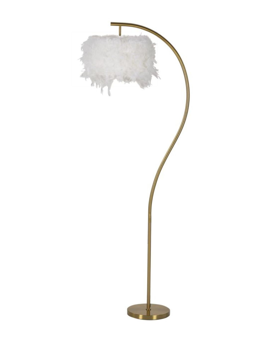 Lámpara de pie con plumas blancas, 60x33x170 cm