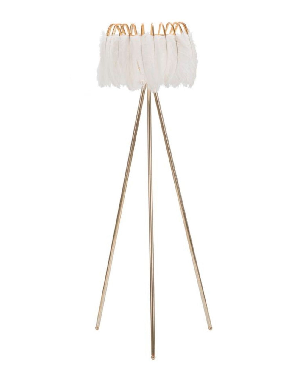 Lámpara de pie con plumas blancas, Ø 46 x 147 cm