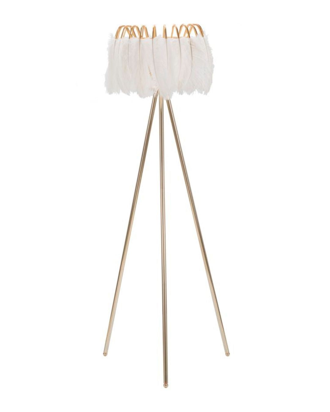 Lámpara de pie con plumas blancas, Ø 46 x 147 cm