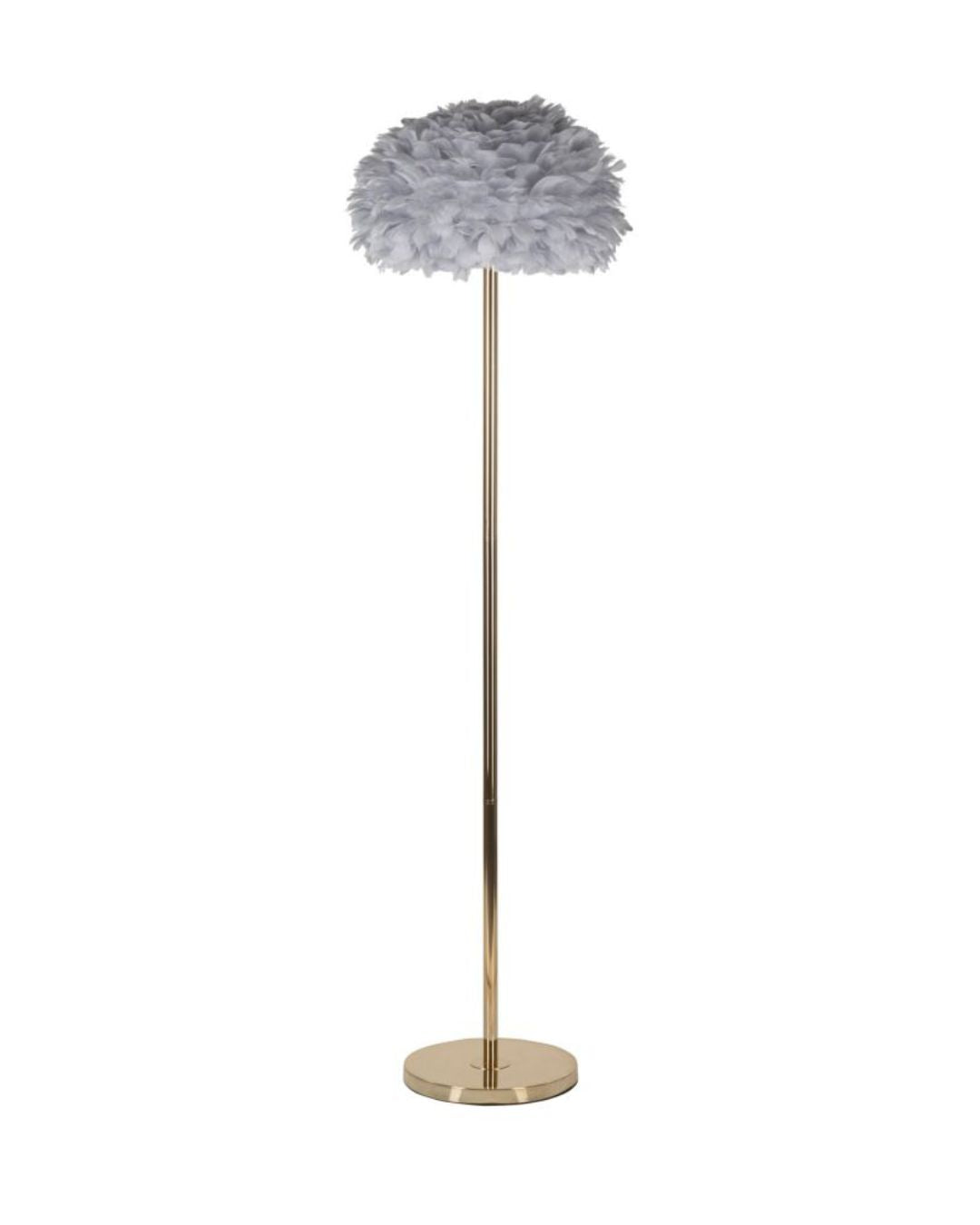 Lámpara de pie con plumas grises, Ø 43 x 170 cm