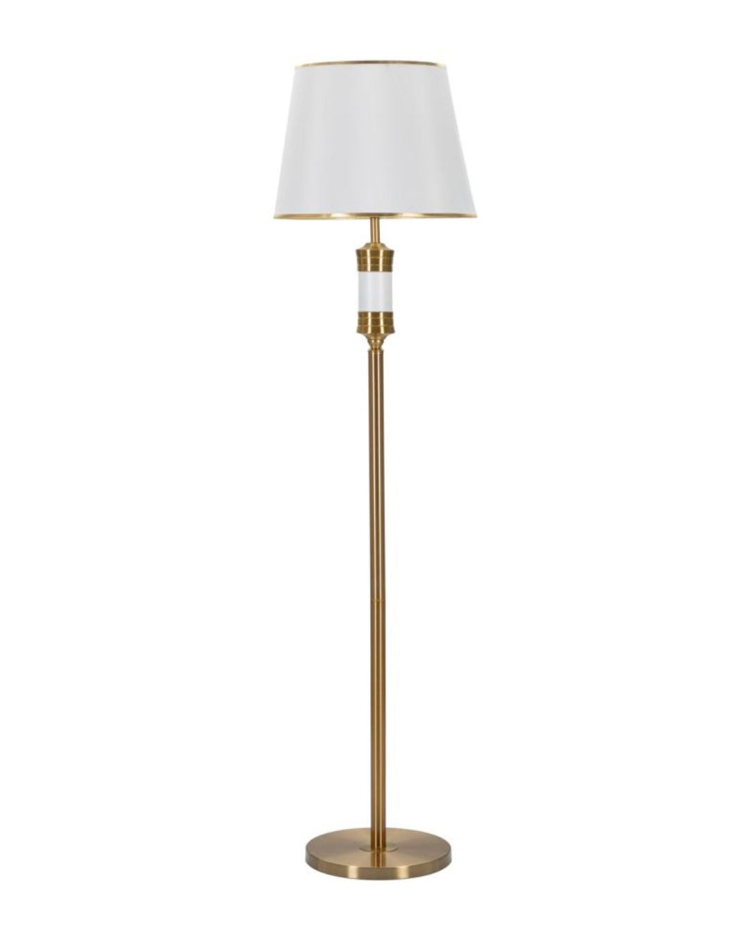 Lámpara de pie de metal blanco y dorado, Ø 41x160 cm