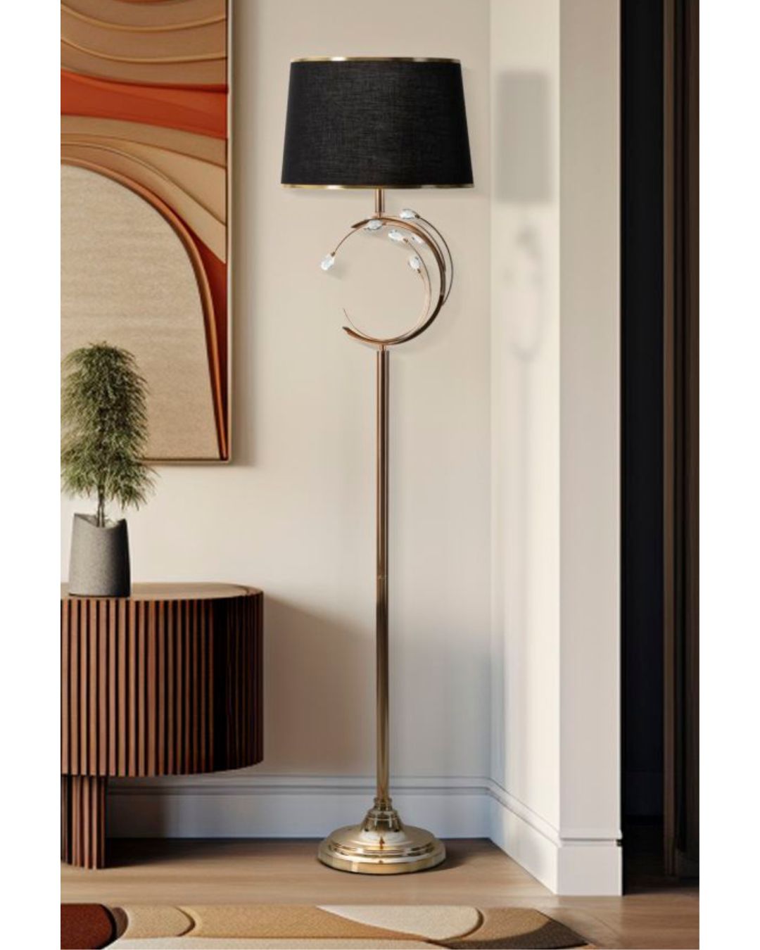 Lámpara de pie de metal dorado Ø 38x160 cm