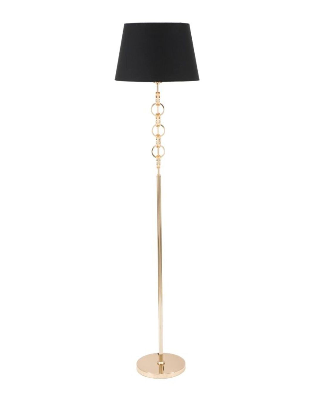Lámpara de pie de metal dorado con pantalla negra Ø 40x170 cm