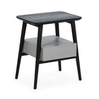 Mesita de Noche 50x38x60 Madera de Cedro Negro/Natural con Pátina Gris