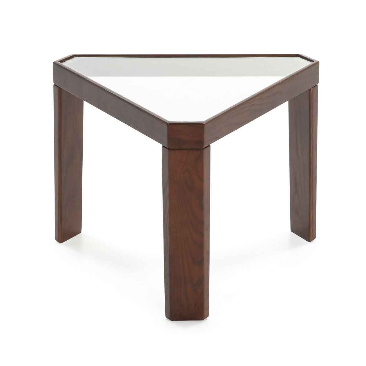 Mesa Auxiliar 54x47x40 Cristal/Madera Marrón Oscuro