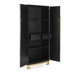 Armario 85x45x195 Madera/Metal Negro/Dorado