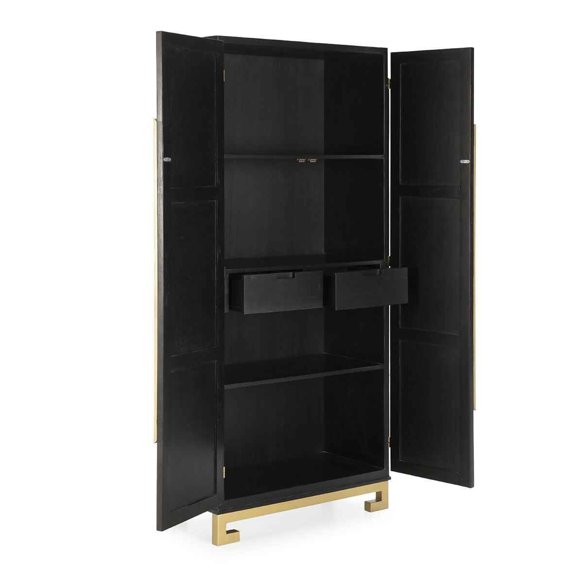 Armario 85x45x195 Madera/Metal Negro/Dorado