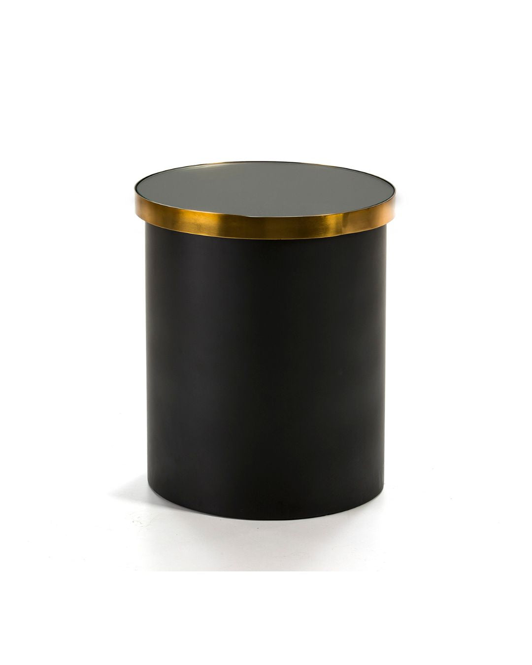 MESA AUXILIAR 43x43x51 CRISTAL/METAL DORADO/NEGRO