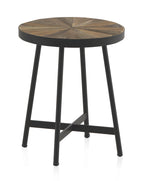 MESA AUXILIAR MADERA LAMINADA REDONDA 40 CM CON PIE METALICO