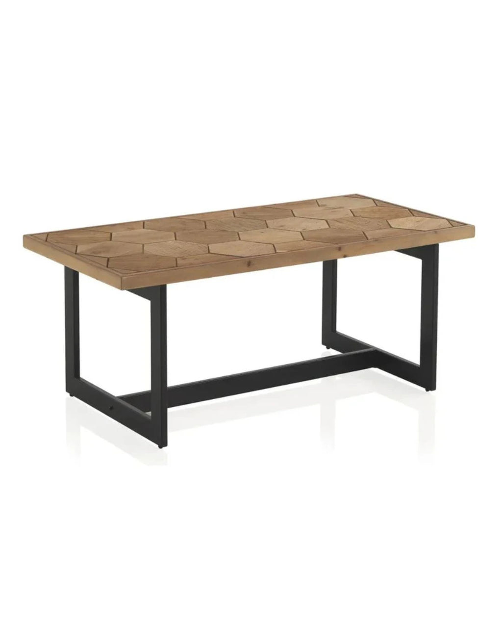 MESA CENTRO MADERA DE FRESNO CON PIE METALICO - (P30)