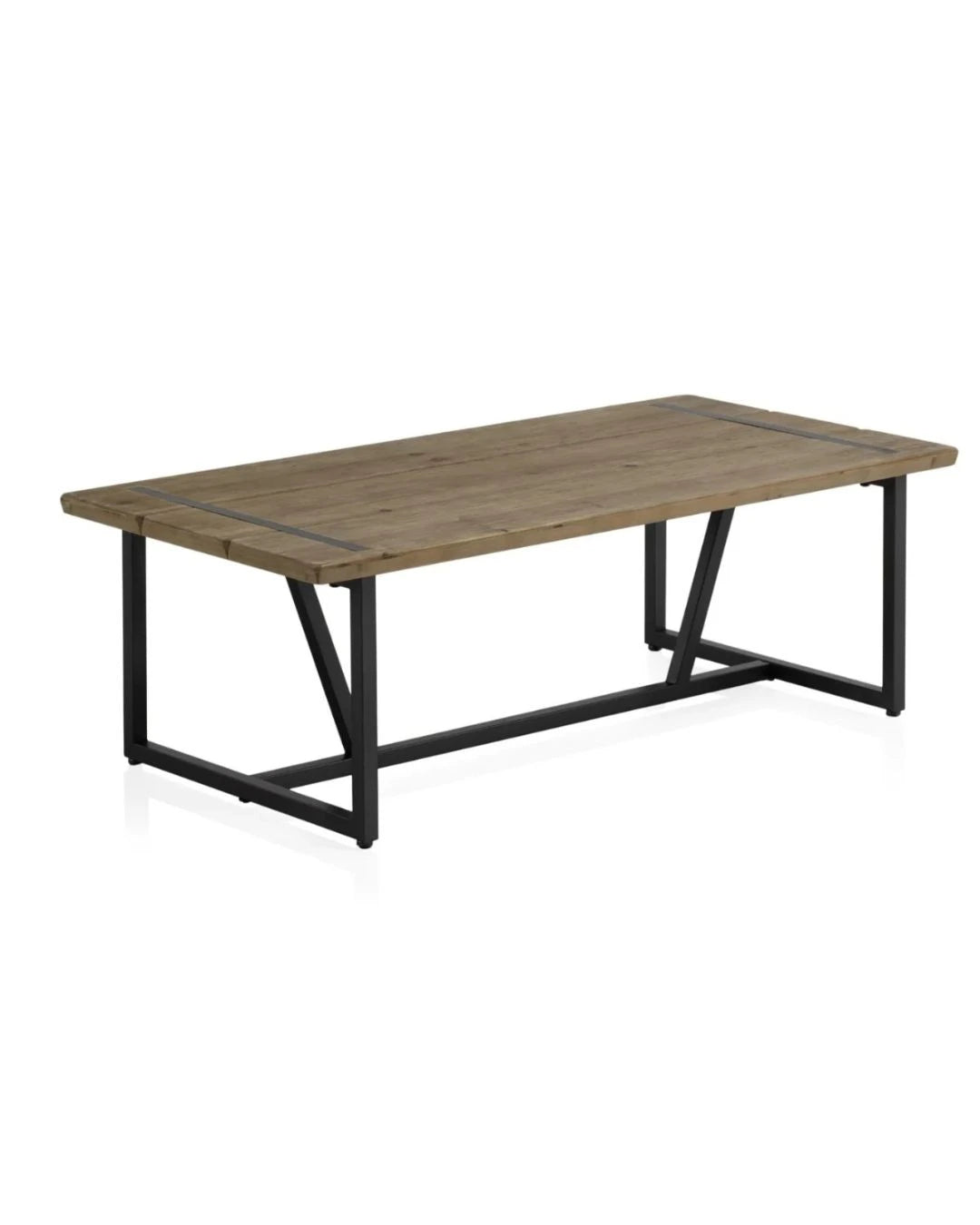 MESA CENTRO METALICA CON SOBRE DE MADERA