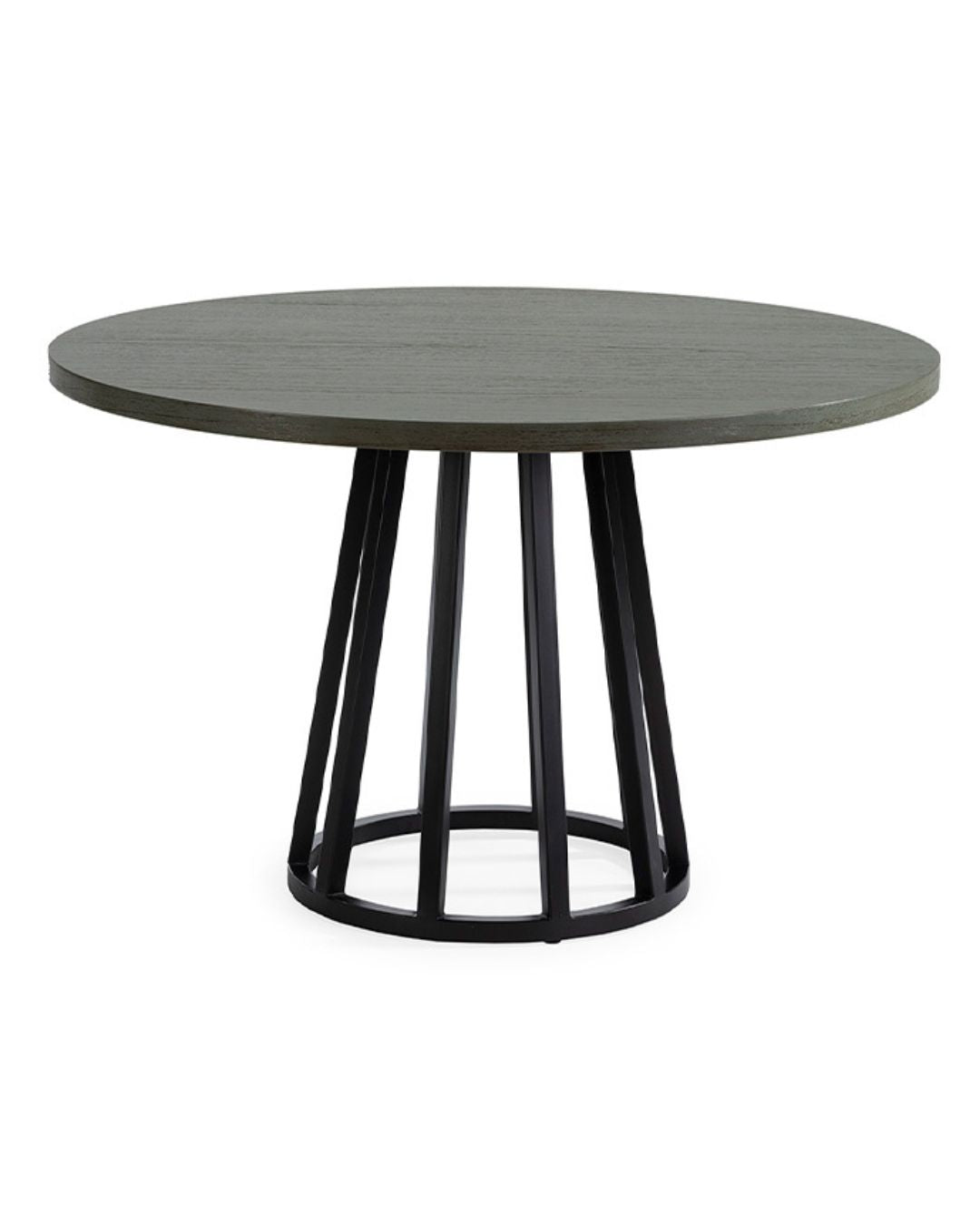 MESA DE COMEDOR 120x120x75 MADERA GRIS/METAL NEGRO
