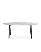 MESA COMEDOR 200x100x75 MARMOL BLANCO/METAL NEGRO