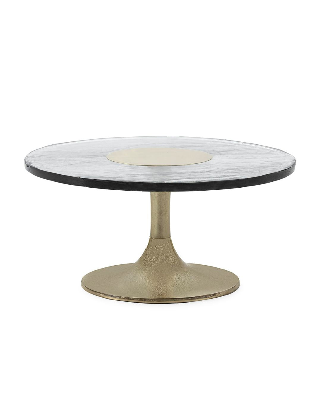 MESA DE CENTRO 81x81x39 CRISTAL/METAL DORADO