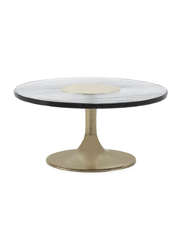 Mesa de centro 81x81x39 cm de cristal y metal dorado