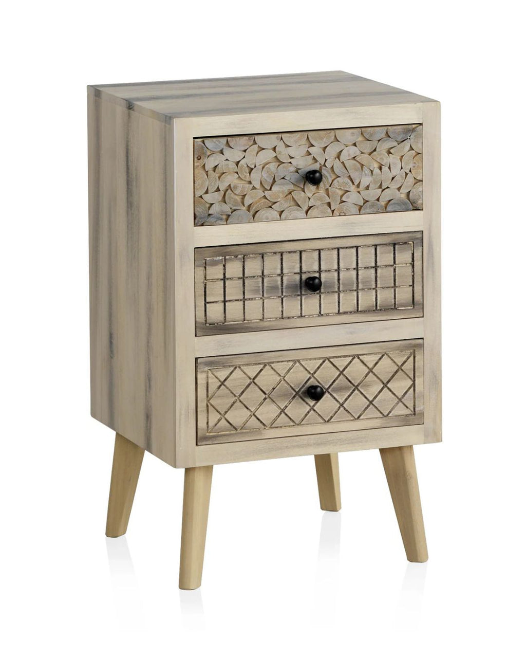 MESITA DE NOCHE MADERA DE ALAMO COLOR NATURAL, PATAS PINO MACIZO