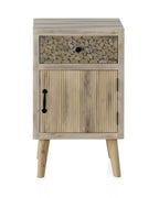 MESITA DE NOCHE MADERA DE ALAMO COLOR NATURAL, PATAS PINO MACIZO