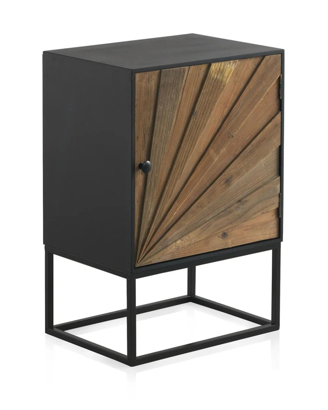 MESITA DE NOCHE MADERA LAMINADA 1 PUERTA CON BASE METALICA