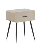 MESITA MADERA NATURAL 1 CAJON PATAS METALICAS NEGRAS