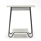 Mesa Auxiliar 71x41x78 Mármol Blanco/Metal Negro