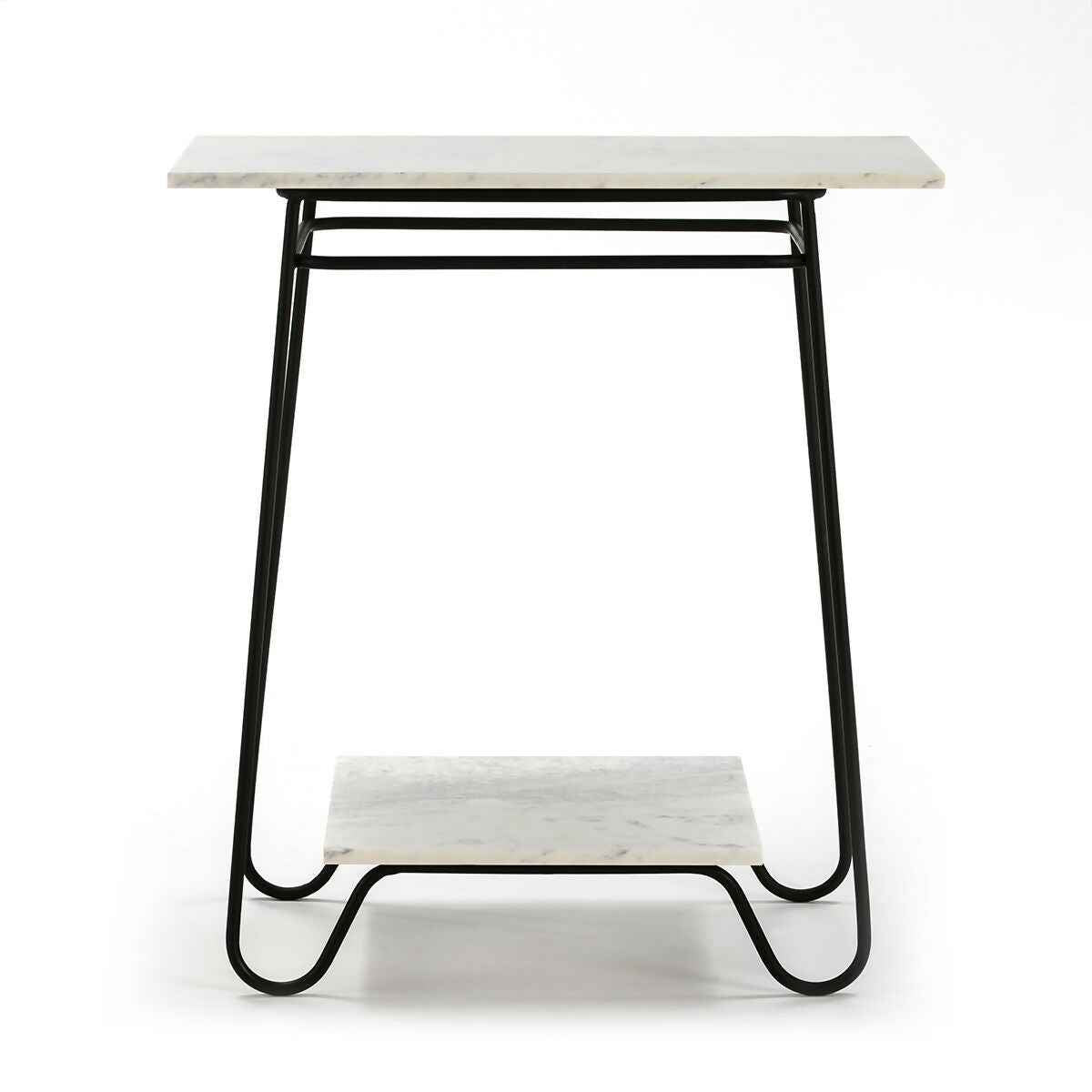 Mesa Auxiliar 71x41x78 Mármol Blanco/Metal Negro