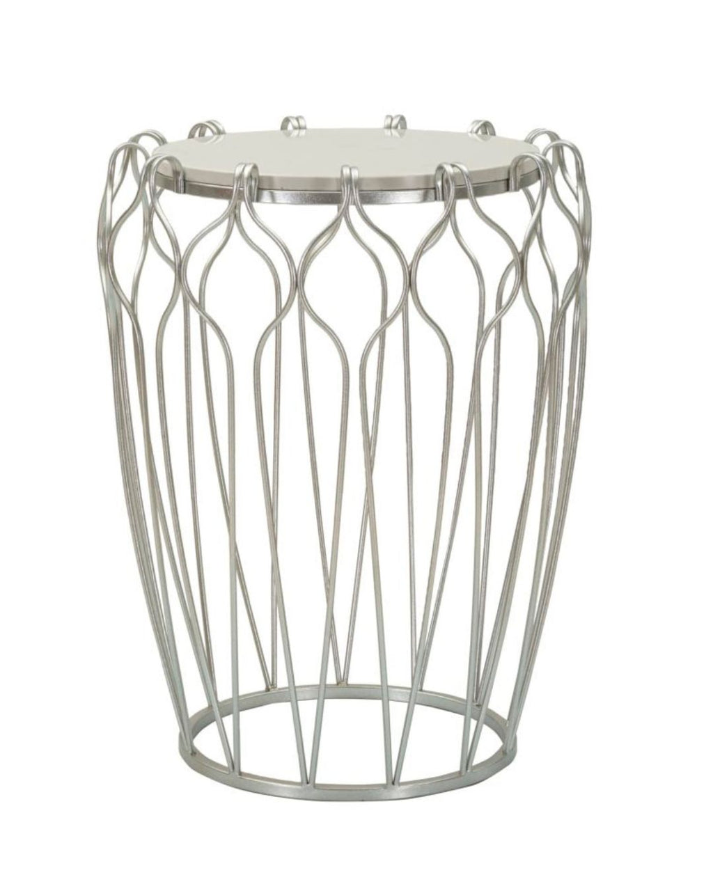 Mesa de centro de metal plateado Ø 47,5 x 61,5 cm