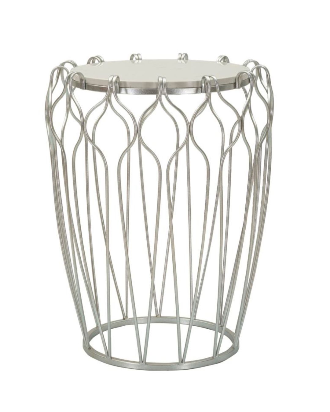 Mesa de centro de metal plateado Ø 47,5 x 61,5 cm