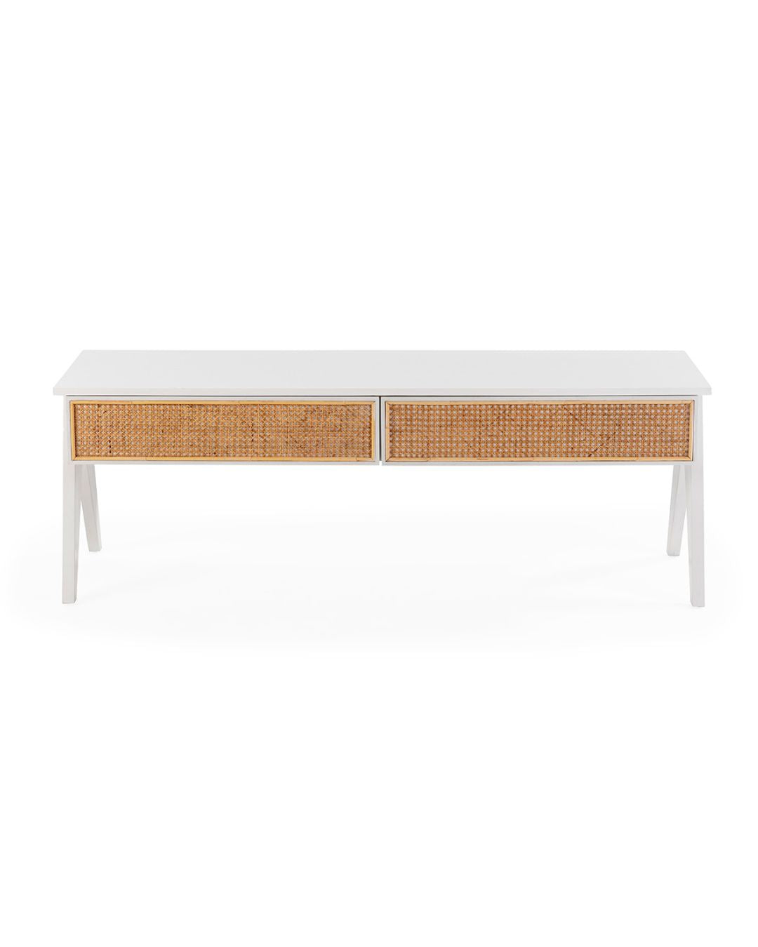 MUEBLE TV 150x45x52 MADERA BLANCO/RATAN NATURAL