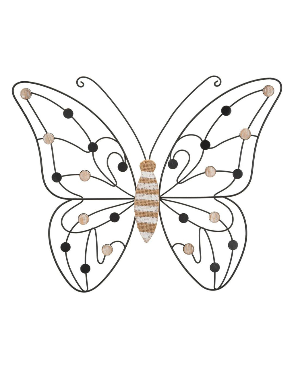 Mariposa decorativa 3D en metal y madera multicolor, 39,5 x 1,5 x 33,5 cm