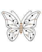 Mariposa decorativa 3D en metal y madera multicolor, 39,5 x 1,5 x 33,5 cm