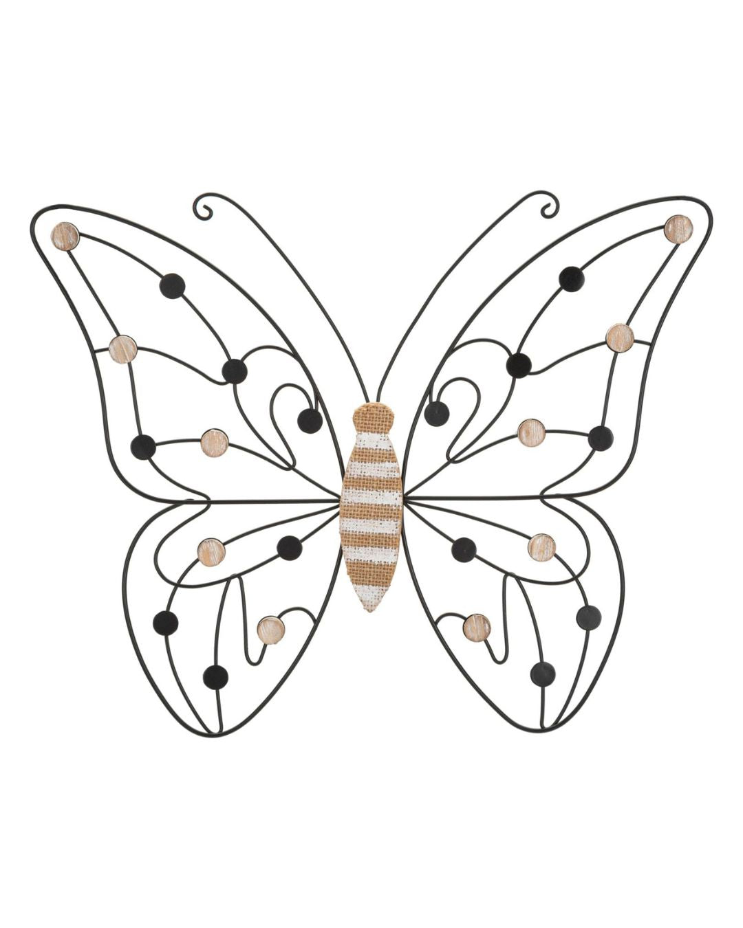 Mariposa decorativa 3D en metal y madera multicolor, 39,5 x 1,5 x 33,5 cm