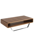 Mesa centro rectangular nogal y acero cromado