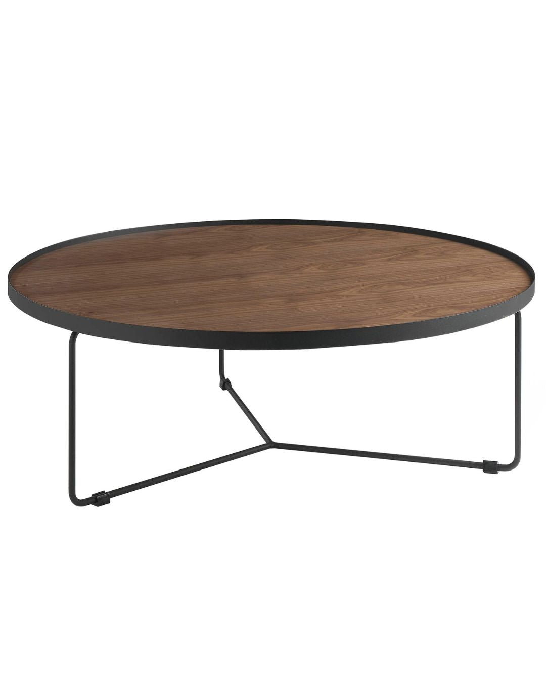 Mesa centro redonda nogal y acero negro