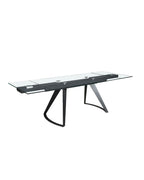 Mesa comedor extensible rectangular cristal templado y acero negro