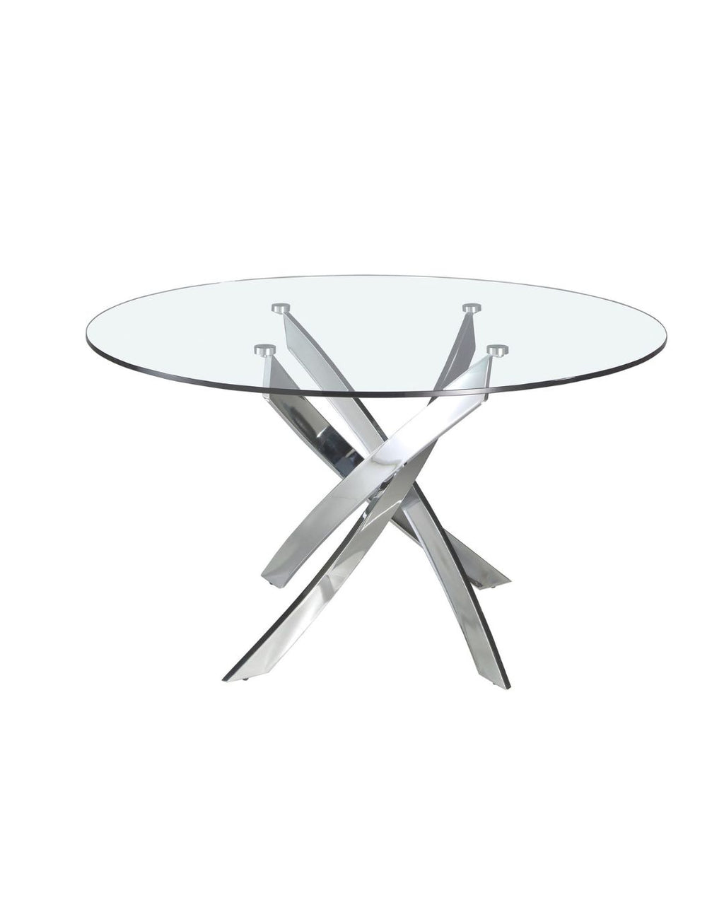 Mesa comedor redonda cristal templado y acero cromado