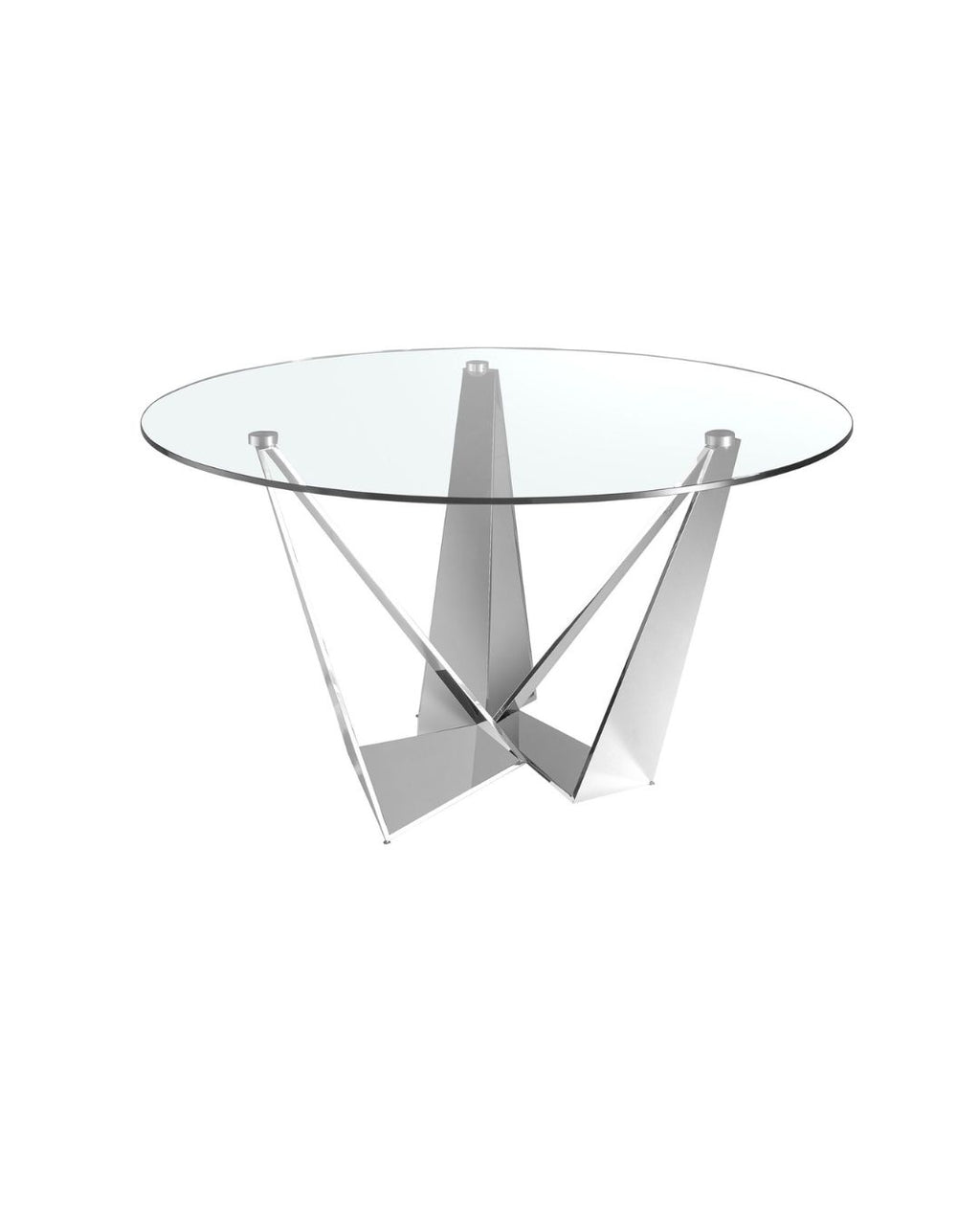 Mesa comedor redonda cristal templado y acero cromado