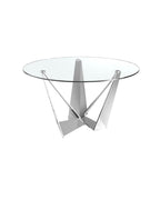 Mesa comedor redonda cristal templado y acero cromado