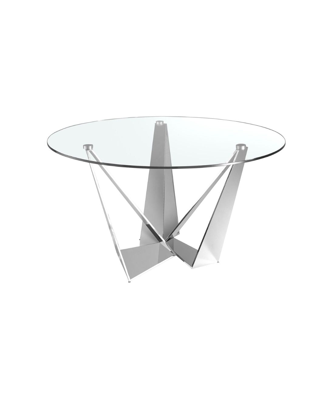 Mesa comedor redonda cristal templado y acero cromado