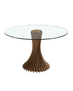Mesa comedor redonda cristal templado y nogal