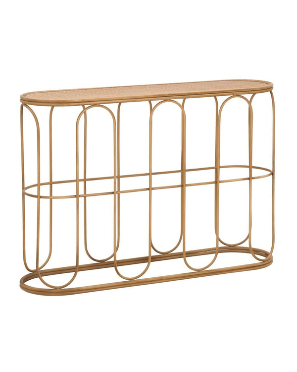 Mesa consola de hierro marrón y madera 110x32x77 cm