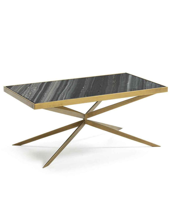 Mesa de centro 106x60x47 cm de mármol y metal dorado