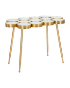 Mesa de centro de metal dorado con tablero de espejo, 100x55x70 cm