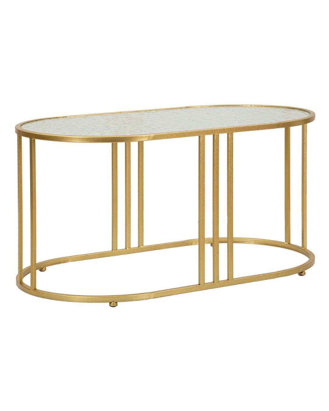 Mesa de centro de metal dorado y cristal con efecto mármol de Mauro Ferretti