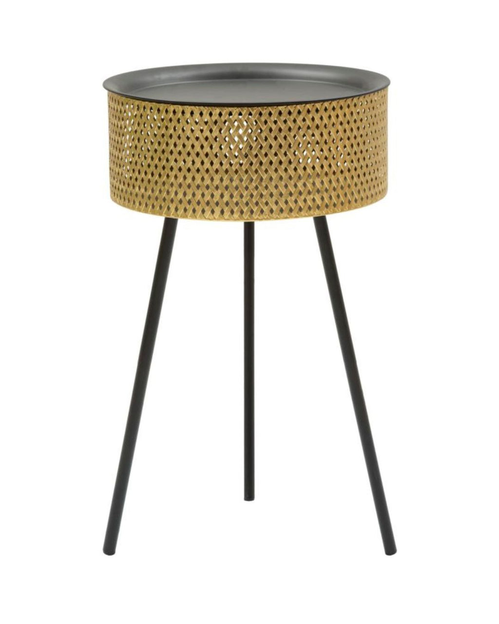 Mesa de centro de metal dorado y negro Ø 40x65 cm